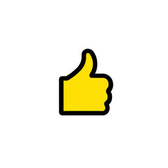Obraz premium A yellow thumbs up icon with black outline symbolizes approval or agreement. simple design conveys positivity and affirmation
