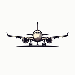 Airplane graphic illustration front view on neutral background  