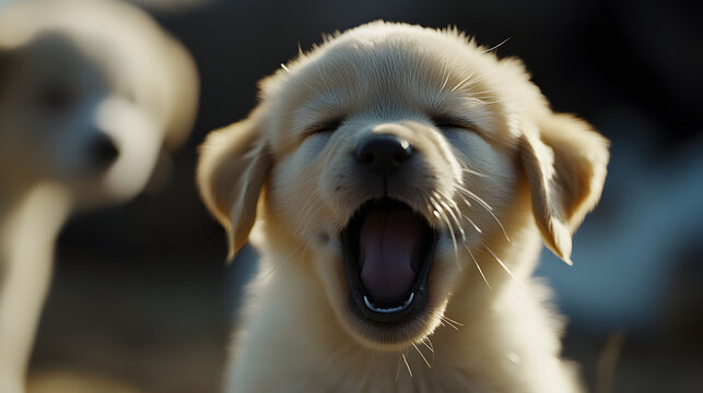 Charming Yawn: Capturing a Puppy's Quiet Moment of Repose and Relaxation