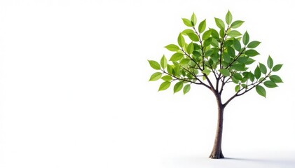 Single young tree, delicate branches, white backdrop, tree, delicate, plant