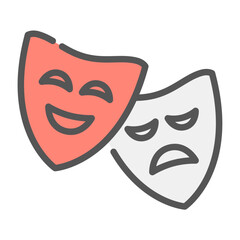 mask filled outline icon. theater color line illustration.