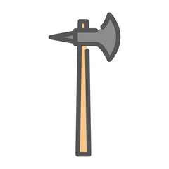 battle axe filled outline icon. axe color line illustration.
