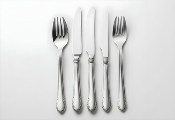 Cutlery set with Fork and Knife isolated on white background