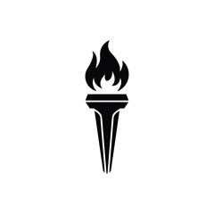 Bold Olympic Torch Flame Icon Illustration Elements Logo Design Vector
