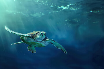 Turtle swimming in the ocean
