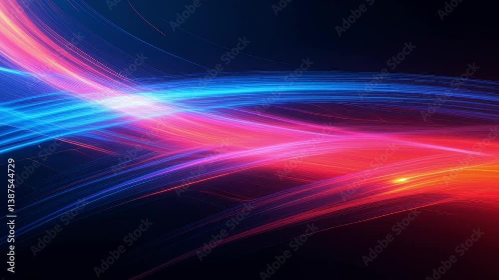 Poster Dynamic abstract design with vibrant streaks, creating a modern and colorful visual effect on dark background