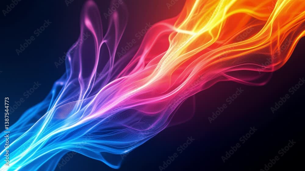 Aufkleber Dynamic abstract design with vibrant streaks, creating a modern and colorful visual effect on dark background