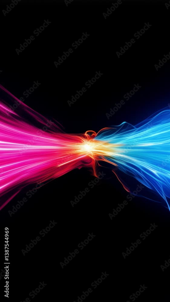 Poster Dynamic abstract design with vibrant streaks, creating a modern and colorful visual effect on dark background