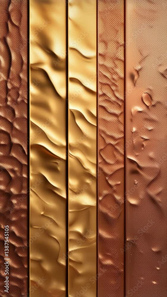 Poster Dynamic ripple effects on metallic gold and copper surfaces with varied textures and patterns