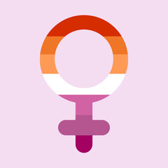Lesbian Visibility Day celebrated on April 26th, is represented by the woman&rsquo;s symbol in the hues of the lesbian flag&mdash;a powerful design element for posters, cards, and brochures celebrating diversity.