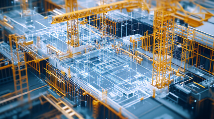 An AI powered system optimizing construction projects by analyzing project data, AI-assisted resource management, and real-time progress tracking for more efficient construction workflows