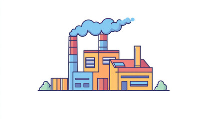 Colorful cartoon factory illustration, simple design, industrial scene, background use