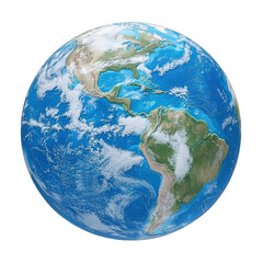 Fototapeta premium A detailed image of Earth showcasing North and South America, with visible oceans and cloud formations, highlighting planet natural beauty