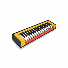 Isometric keyboard plays music on white backdrop studio