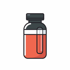 Fototapeta premium Red medicine bottle stands isolated against white backdrop illustration