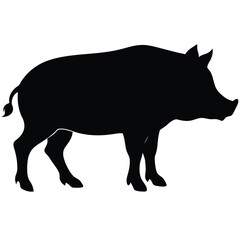 Fototapeta premium Pig vector silhouette single collection