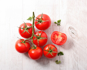 tomatoes on a wooden table