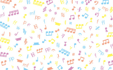 音楽記号の背景パターン（横・パステル）