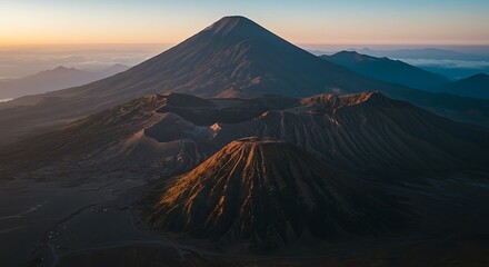 Mount Bromo Sunrise Majestic Volcanic Landscape Aerial View Photography