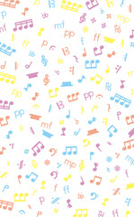 音楽記号の背景パターン（縦・パステル）