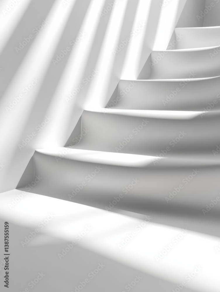 Poster Sophisticated abstract background showcasing soft 3D shadows on a smooth white surface with elegant minimalism features