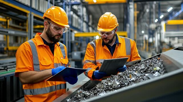 A futuristic recycling plant using AI to efficiently sort and repurpose industrial waste.