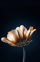 elegant gold line art flower on a matte black background phone wallpaper 