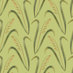 Textile seamless floral pattern with wild grasses and cereals. Design for kitchen home textiles, tablecloths, curtains, bed linen, dress fabrics, wrapping paper.