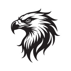 Fototapeta premium Fierce Eagle Head silhouette Logo – Black and White Tribal Vector Design