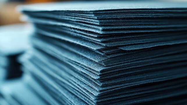 Stacked dark blue felt sheets