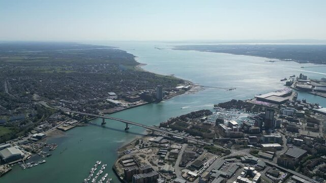 Aerial view of the city of Southampton Hampshire England