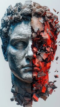 Divided Face Sculpture