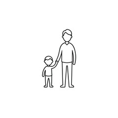 father holding his child hand line art on white background