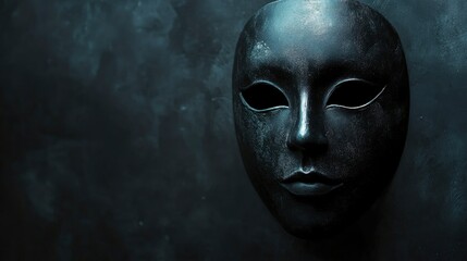 Elegant Dark Mask Close-up on Black Grunge Background for Mystery Concepts
