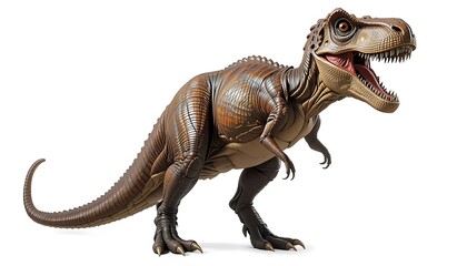 Realistic Tyrannosaurus Rex with Open Mouth Roaring on White Background