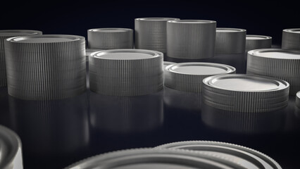 The Silver coins for Business concept 3d Rendering.