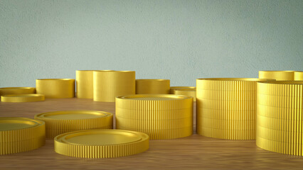 The Gold coins for Business concept 3d Rendering.