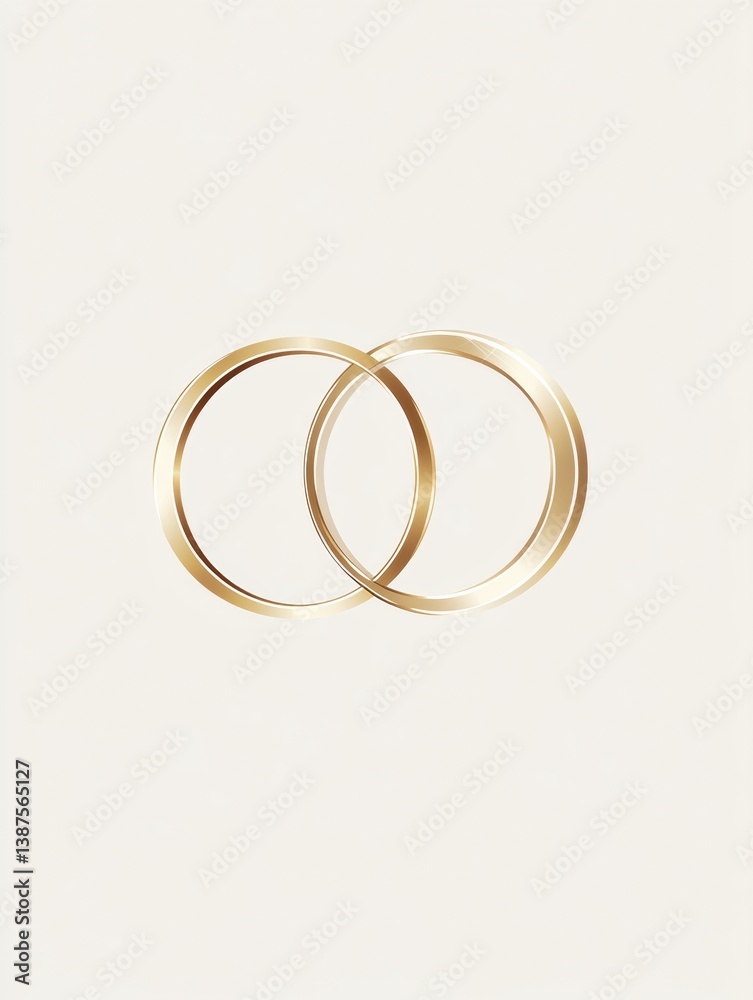 Poster elegant minimalistic wedding rings logo showcasing sophistication with subtle golden reflections aga