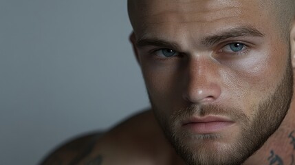 Obraz premium Close-up portrait of a man with a serious expression