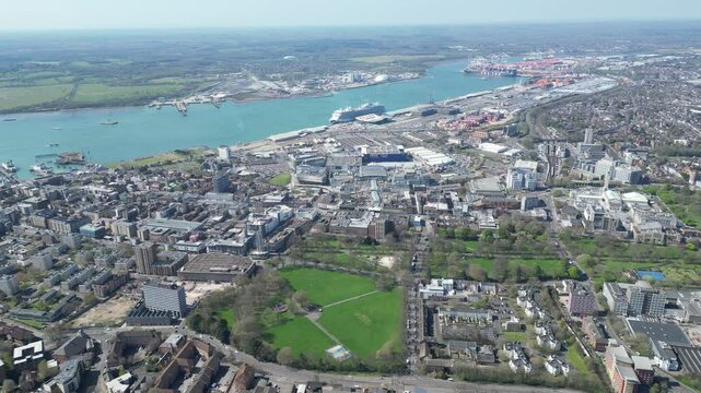 Aerial view of the city of Southampton Hampshire England