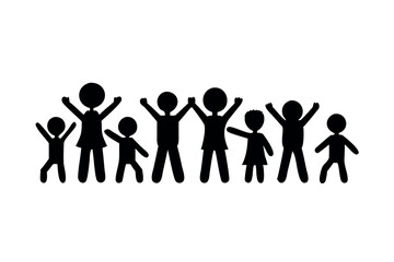 Fototapeta premium Inclusive family and children holding hands in silhouette, symbolizing support, diversity, community and togetherness