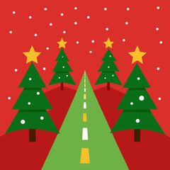 christmas tree on the road