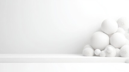 Fototapeta premium Minimalist white display backdrop with smooth spheres