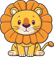 Vector cute lion character isolated