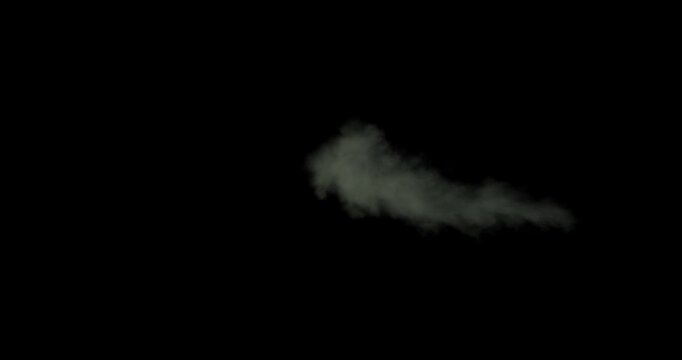 Smoke animation on a black background. Smoke, steam, explosion, fire, puff, steady vapors. Realistic abstract white smoke cloud from up and button with floating fog. Best for using in composition.   