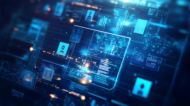 An AI powered system optimizing human resources management by analyzing employee data, AI-assisted performance reviews, and real-time recruitment suggestions for more effective hiring decisions