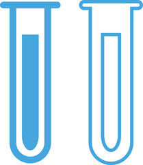 Test tube icon set. chemistry, laboratory and medical design element vector collection isolated on transparent background. Concept science, pharmacy, beaker, medical glass, vial for app and website.