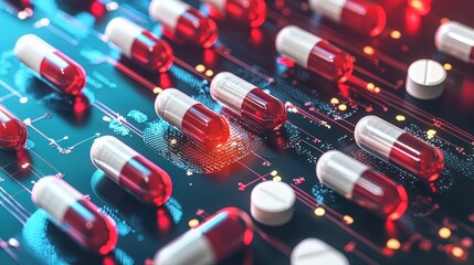 Analyzing pharmaceutical innovations laboratory digital art technology close-up health concepts