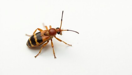 Close-up of single insect on pure white background, realistic, eye
