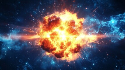 Obraz premium Exploding Cosmic Event with Bright Energy and Starry Space Background